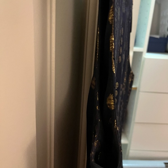 Tory Burch Sylie Sheath Dress Navy and Gold - Picture 4 of 7